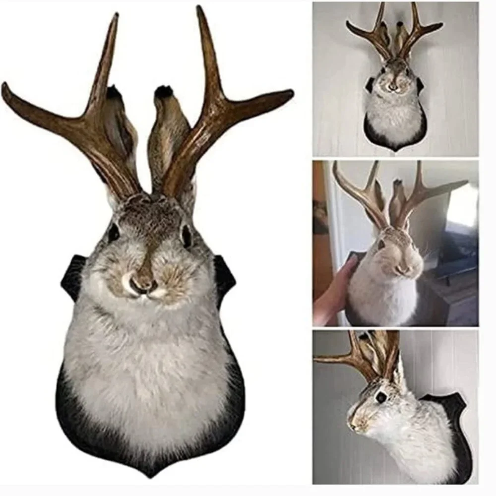 Jackalope Resin Wall Mount – Retro Deer Head Wall Sculpture
